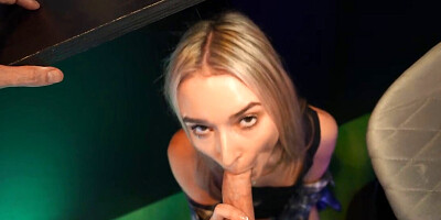 Blonde babe is getting stuffed while in the night club