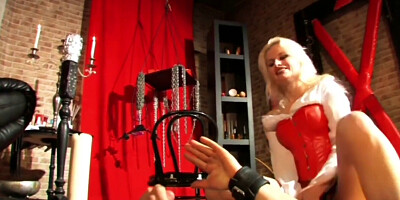 Syonera von Styx stepping on the body of her fave slave