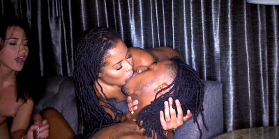 Ebony superstar and her friend are sharing a black cock