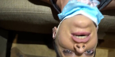 Upside-Down Slut Team Facefucks One Cock in the Dark
