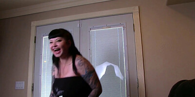 Tattooed mistress tied up a black man and jerked him off