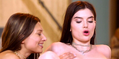Each of the girls struggles when butt fucking in a threesome