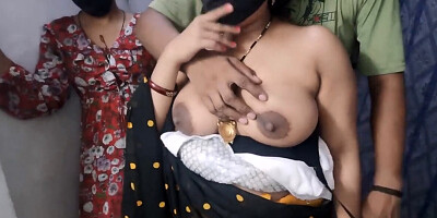 Two pairs of nice Indian tits revealed to the camera