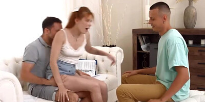 Nasty double penetration with a young redhead gf Luna Rishi