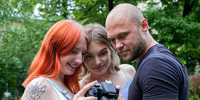 After taking some photos they end up having a three-way