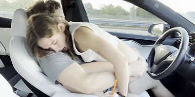 Tinder Date Cums on Me in Tesla Autopilot