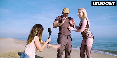 Beach Encounter: Woman Performs Oral Act as Companion Films