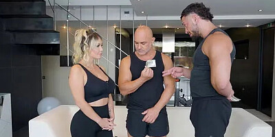 Blonde Meets Trainer as Partner Watches
