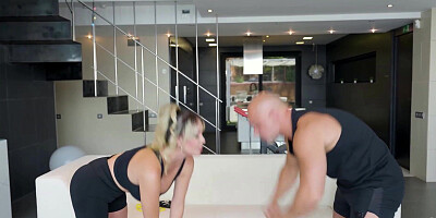 Blonde Meets Trainer as Partner Watches