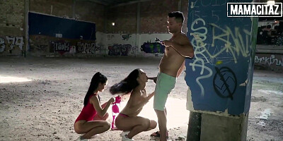 Two Women Share Intimacy in Public
