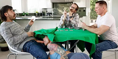 Redhead Performs Oral Under Table Before Counter