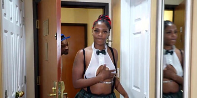 Black babe with a round ass is going to get fucked with toys
