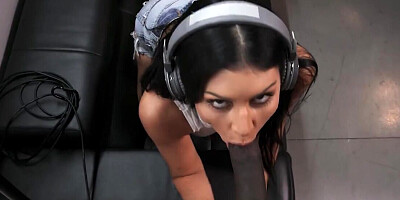 Cameraman gets in on the action on the set of a porn movie
