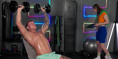 Girl with natural tits gets power-fucked by a gymbro