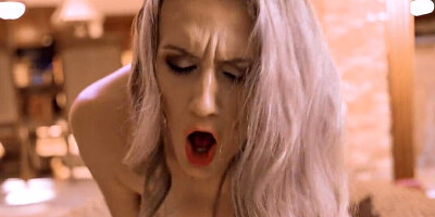 Horny tall blonde's ass is stretched for a rough pounding