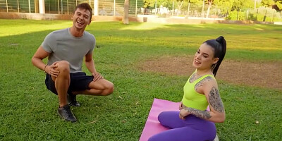 Classy Tommy Cabrio and Saba Lapiedra - outdoors trailer - Bang Bros Network