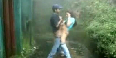 Youthful duo having joy outdoor