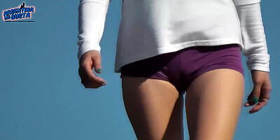 One of the hottest public cameltoes ever filmed bum demonstrate amp up