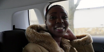 Short-haired black chick lets white hunk enjoy her body