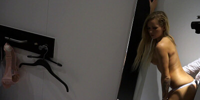 Juicy blonde wearing white lingerie is getting penetrated hard