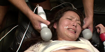 Oiled up Japanese tied and teased with multiple vibrators