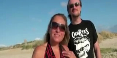 French mature gang-fucked on the beach
