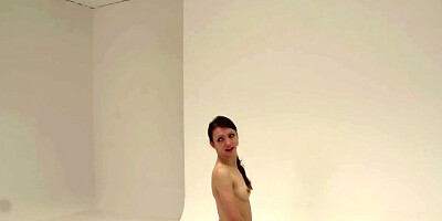 Passionate hot teen striptease and showing ass at casting