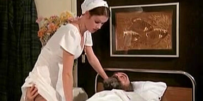 French nurse deep throats grandpa for keeping her job
