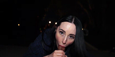Violet Voss sucks firm cock and gets pounded outdoors