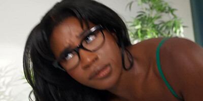 Lustful ebony Nicole Kitt gets oiled up and fucked in the ass