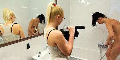 Awkward solo newcomer Maggie D playing with herself