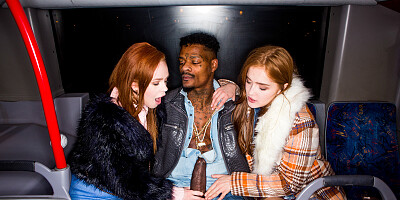 Two redheads share BBC with sloppy sucking, riding, and licking