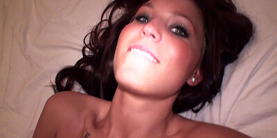 Fabulous brunette enjoys her muscular boyfriend dick inside of her