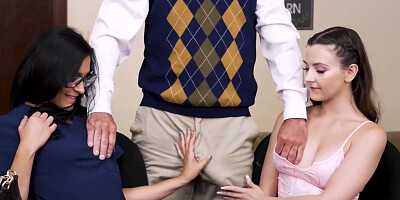 Oral Loving Coed Shares Principals Dick With A Slutty Housewife
