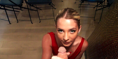 Tanned bimbo Becky Summer blows and rides horny dude in POV