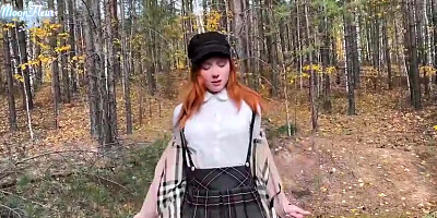 Redhead Student Sucked and Fucked to Keep Warm in the Woods