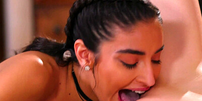 Really nice lesbian XXX scene with miniature babes Emily Willis and Karykate Moss