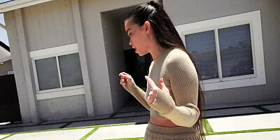 Angelina Moon sucks and rides a big cock in the storage room