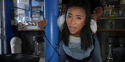 Juicy girl Ameena Greene wears her co-worker in the warehouse