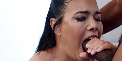 Dana Vespoli gets showered with messy cum after servicing big black cock