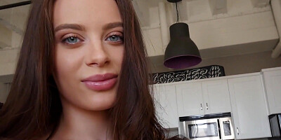 Hot babe Lana Rhodes takes cum in her slutty mouth after servicing big dick