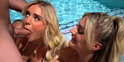 Kayley Gunner and Kali Roses get fucked inside and outside the house