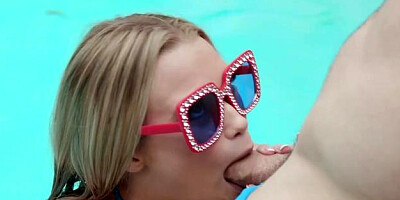 Blonde babe Teen Chloe throat fucking porno