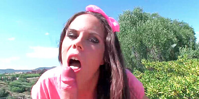 Brunette babe Gala Brown is naked in public and is having sex