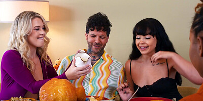 Ashley Alexander pleasures tattooed dude in the kitchen
