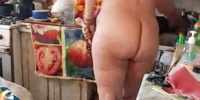 Lustful Russian granny gets nude and blows a cock