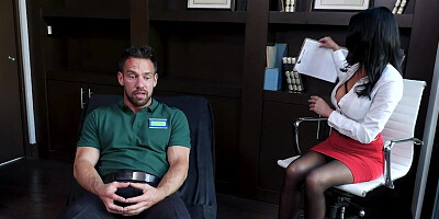 Brunette therapist offers the client anal therapy