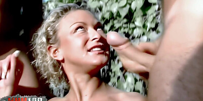 Legendary scene: Delfynn Delage double penetrated by 2 Hungarian stallions - MMM100