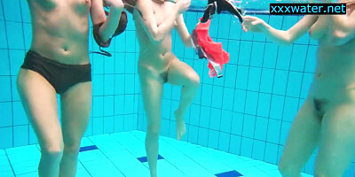 Hot girls undress in the pool