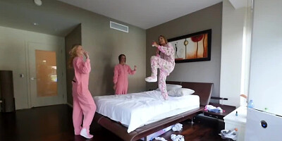 Brother invades little step sisters sleepover